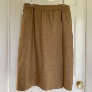 Camel, wool skirt intuition by Maurice Antaya vintage size medium wrap front